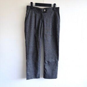 Jousse Paris Dark Gray Plaid Pleated Cropped Trousers